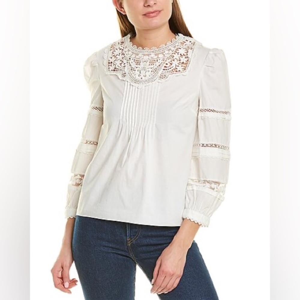 Veronica Beard White Lace “Bessie” Top
